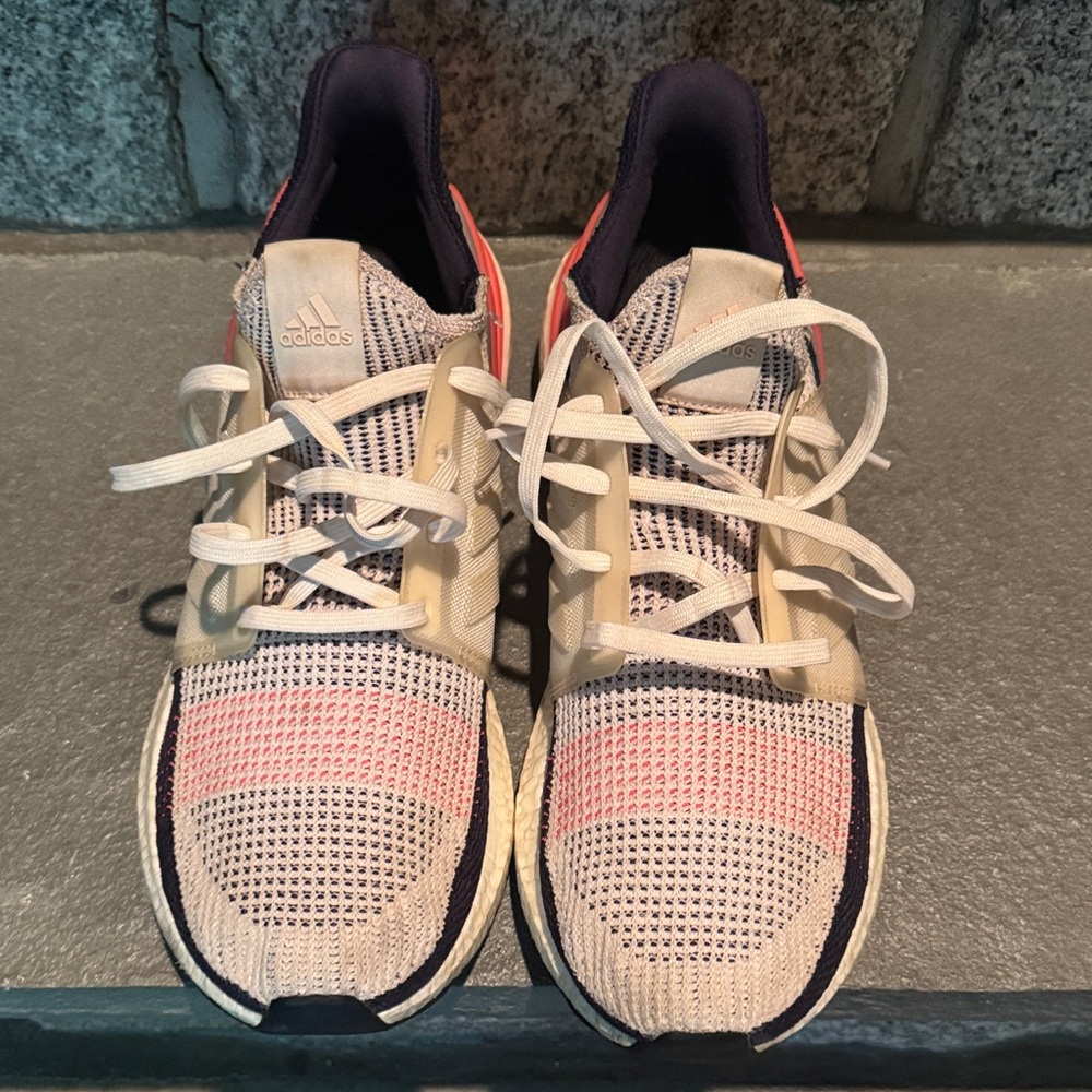 Adidas Cream and Pink Athletic Sneakers